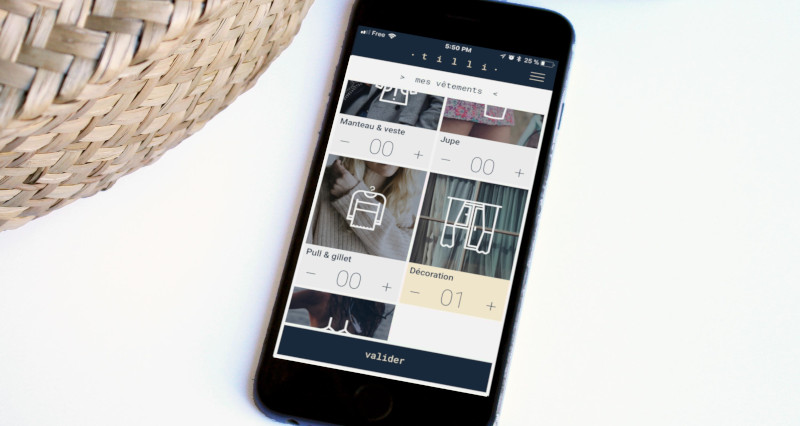 Un téléphone sur Tilli, le service de couturiers à domicile.